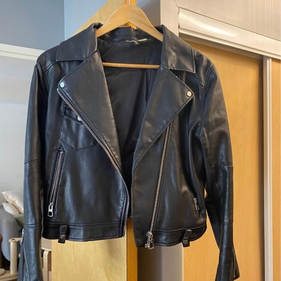 VINTAGE VEGAN LEATHER JACKET - Picture 1 of 2